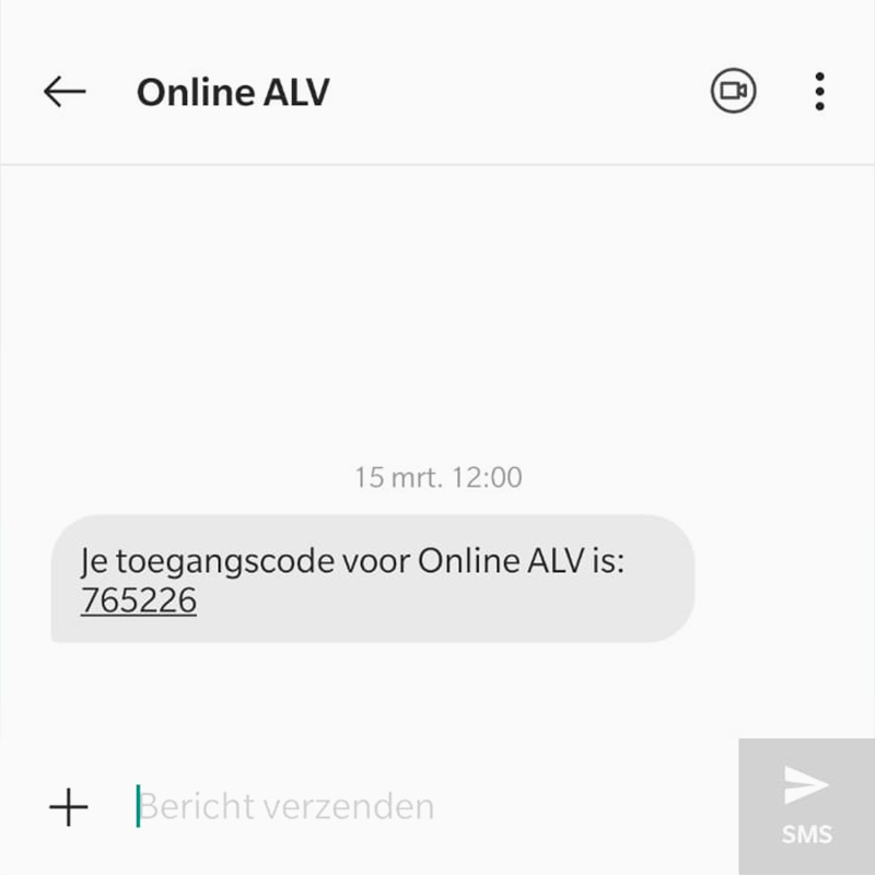 SMS verificatie voor het platform Online-ALV